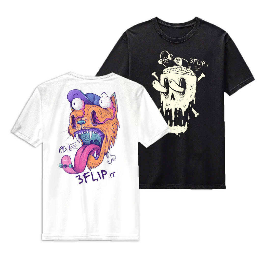 Promo x 2 T-Shirt - Jolly Roger & Screaming Cat - Frank x 3Flip